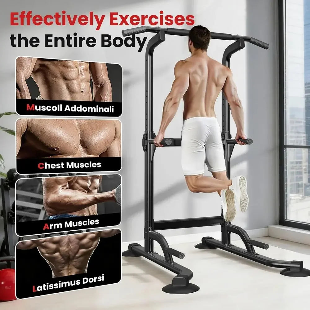 Adjustable Height Pull Up Bar and Dip Station
