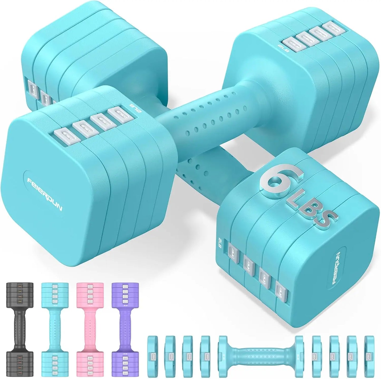 FEIERDUN 5-in-1 Adjustable Dumbbells
