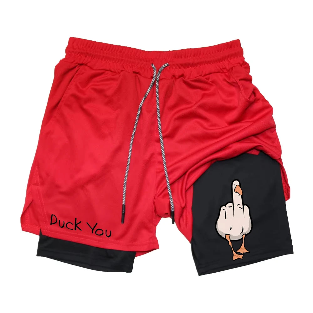 Cartoon Duck Print Men's Shorts