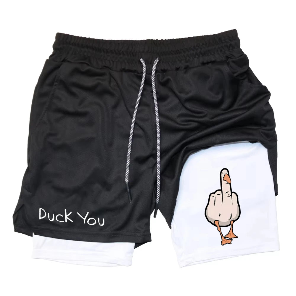 Cartoon Duck Print Men's Shorts