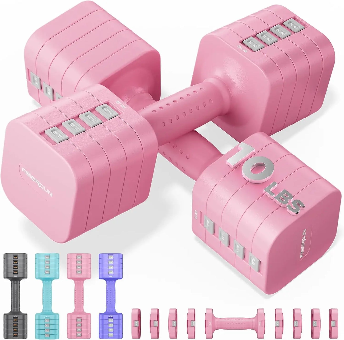 FEIERDUN 5-in-1 Adjustable Dumbbells