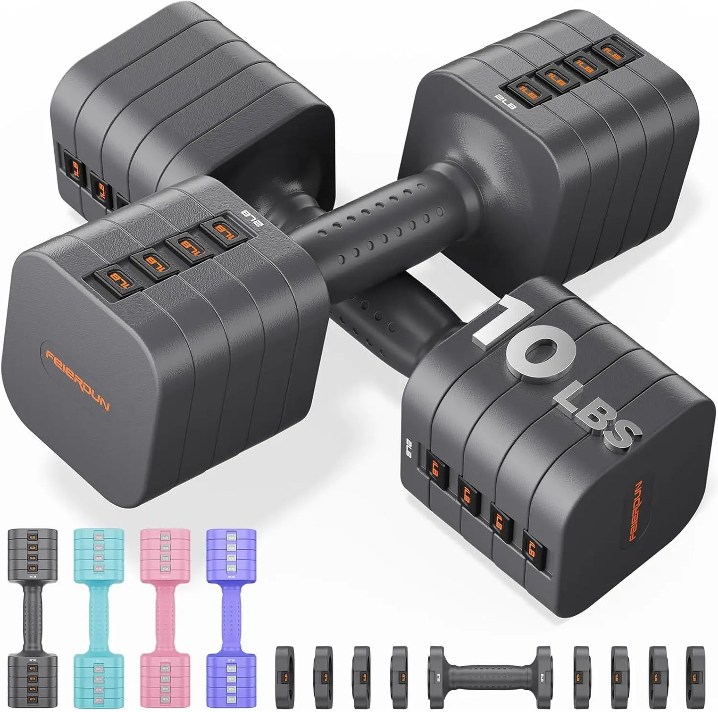 FEIERDUN 5-in-1 Adjustable Dumbbells