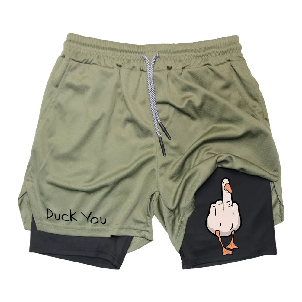 Cartoon Duck Print Men's Shorts