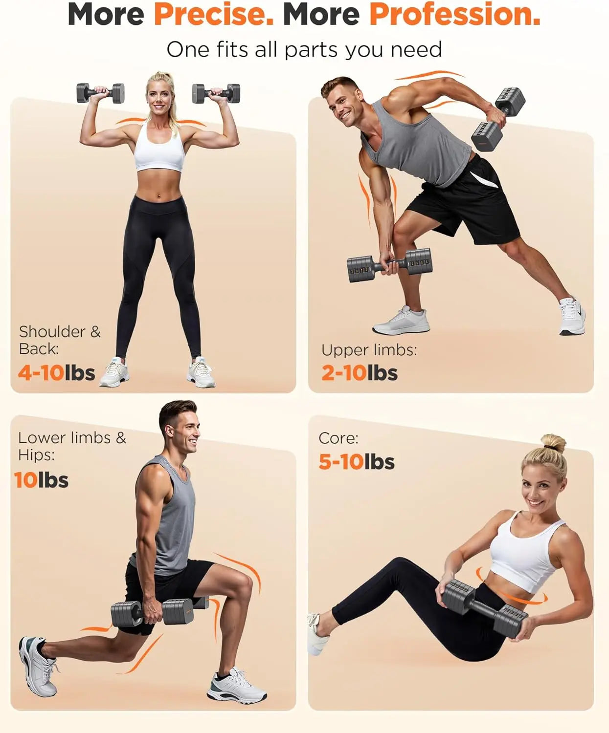 FEIERDUN 5-in-1 Adjustable Dumbbells