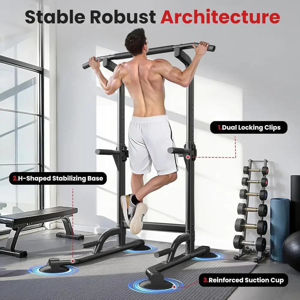 Adjustable Height Pull Up Bar and Dip Station