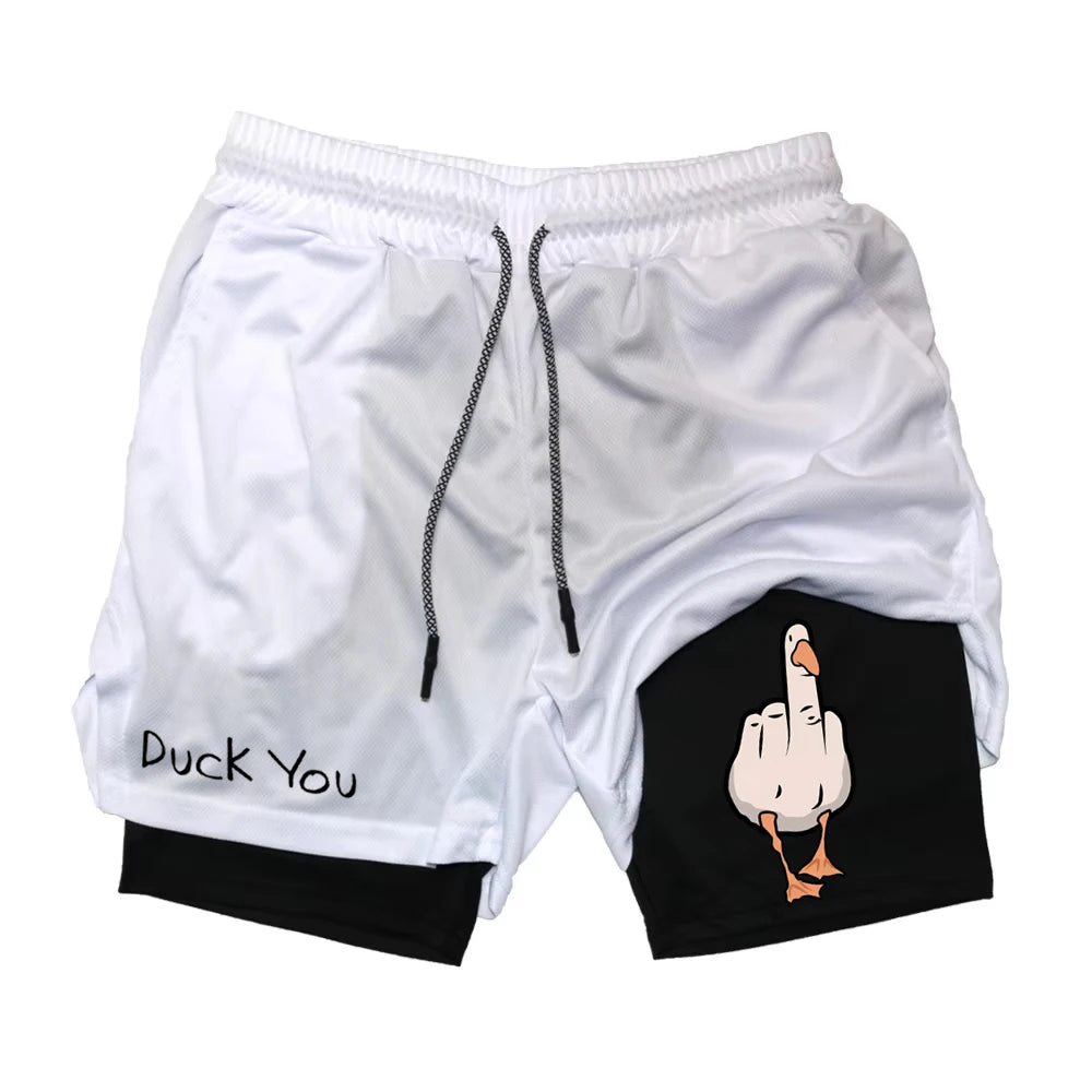 Cartoon Duck Print Men's Shorts