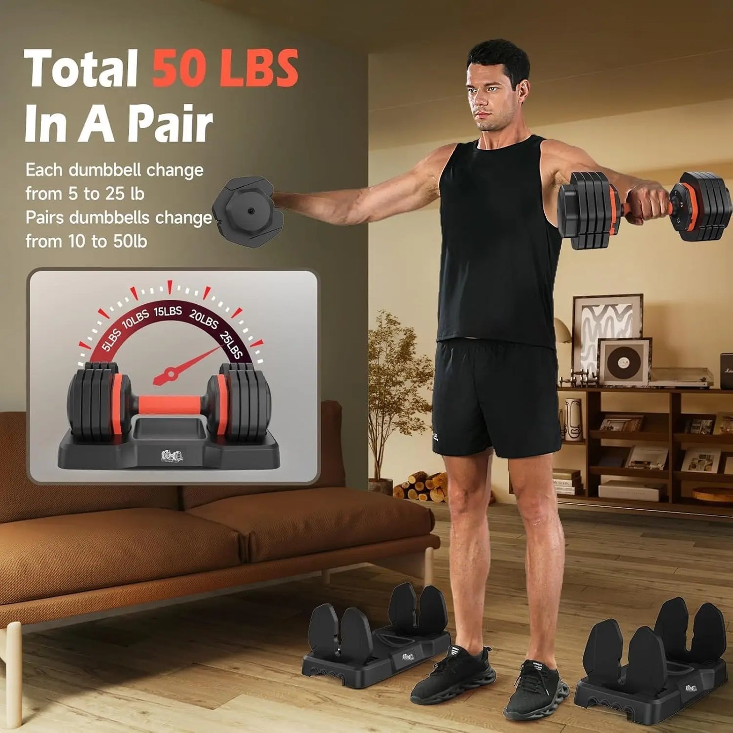 FEIERDUN Adjustable Dumbbells Set