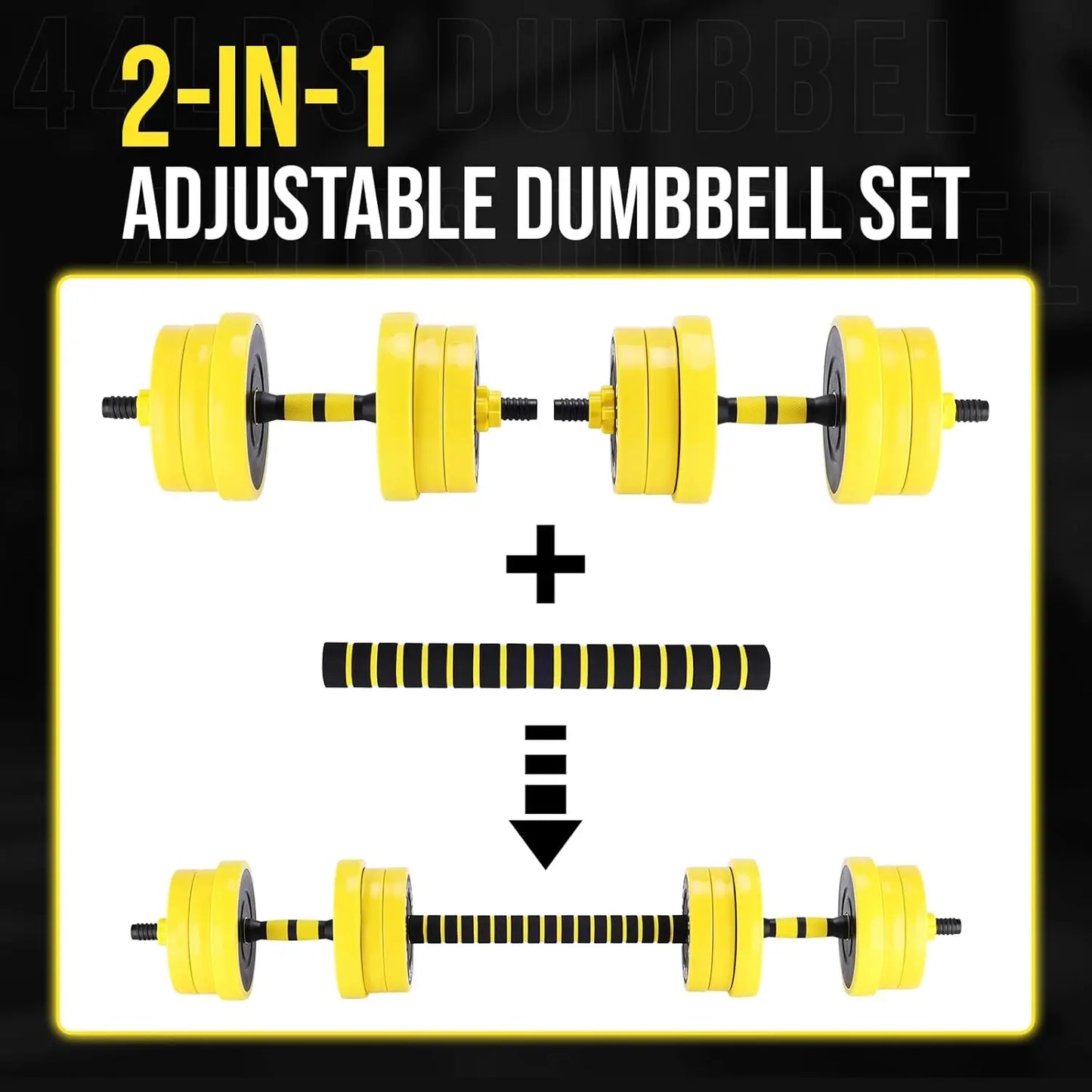 2-In-1 Adjustable 44 Lbs Dumbbell