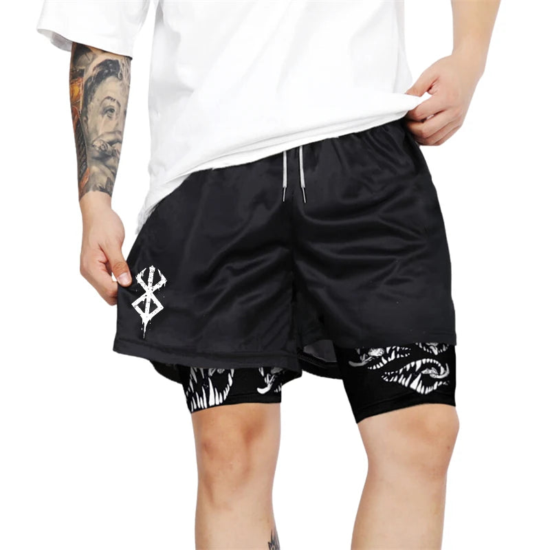 Berserk Print 2 in 1 Running Shorts