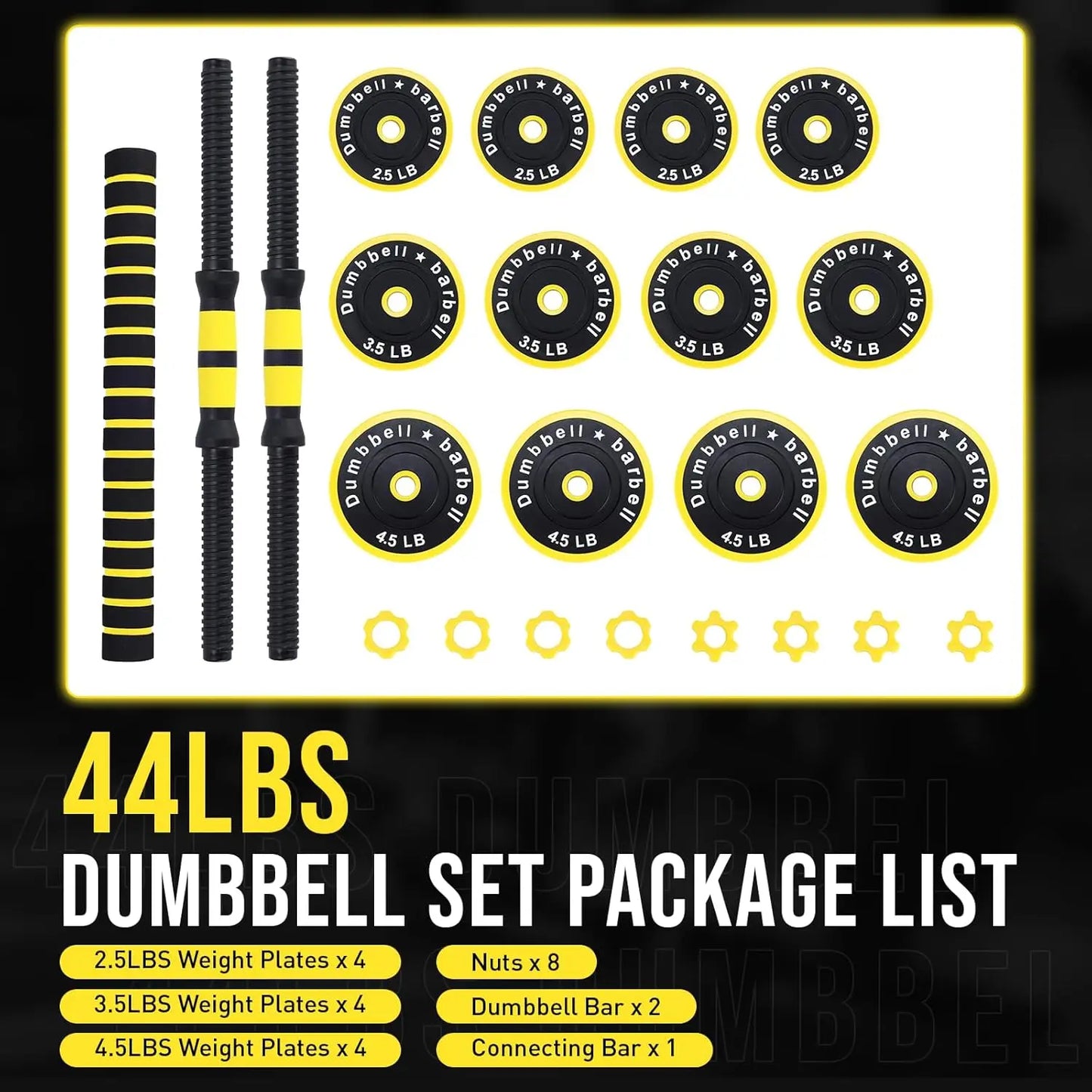 2-In-1 Adjustable 44 Lbs Dumbbell
