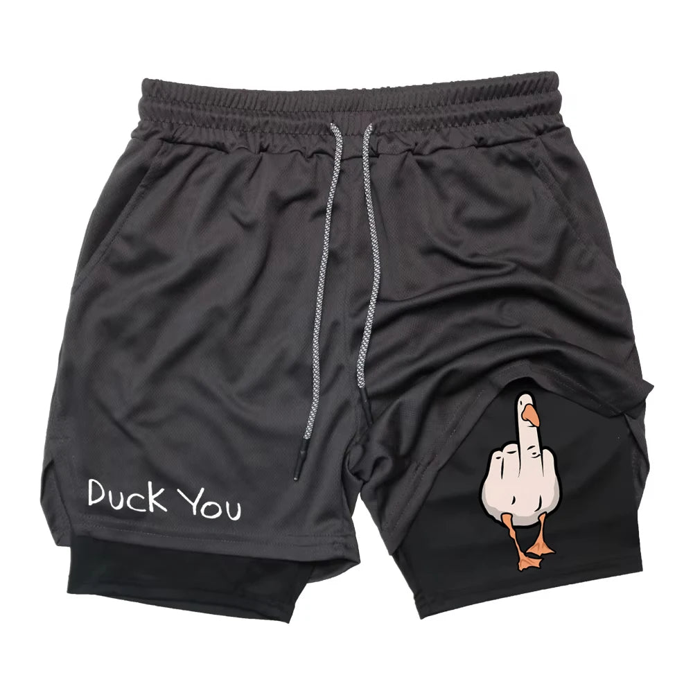Cartoon Duck Print Men's Shorts