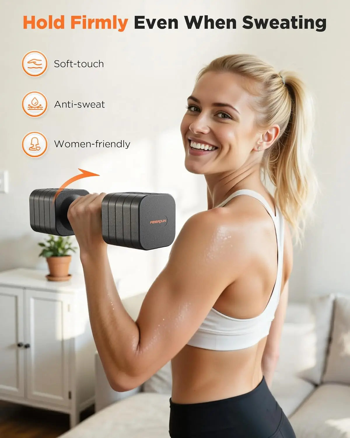 FEIERDUN 5-in-1 Adjustable Dumbbells