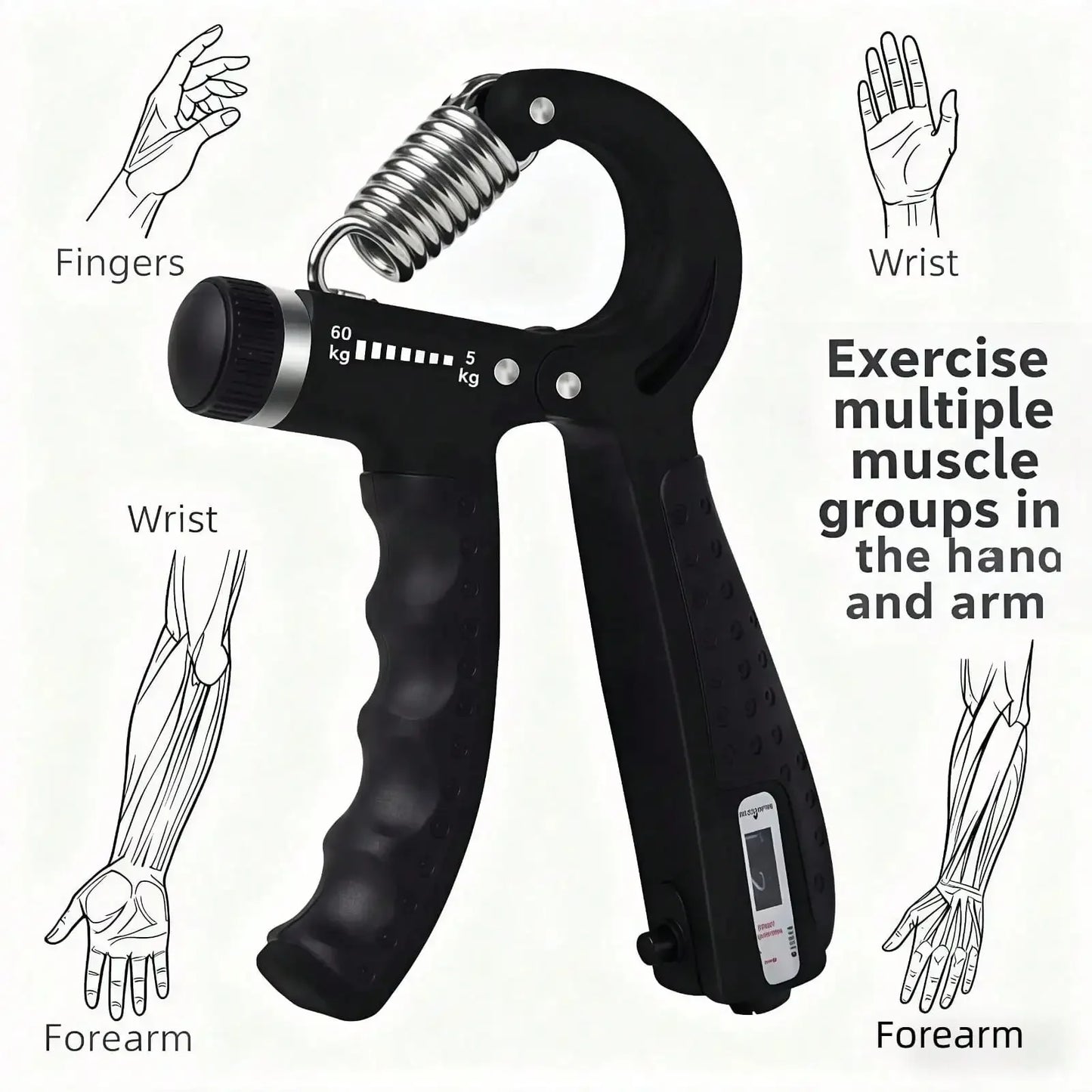 Adjustable Grip Strengthener With Counter