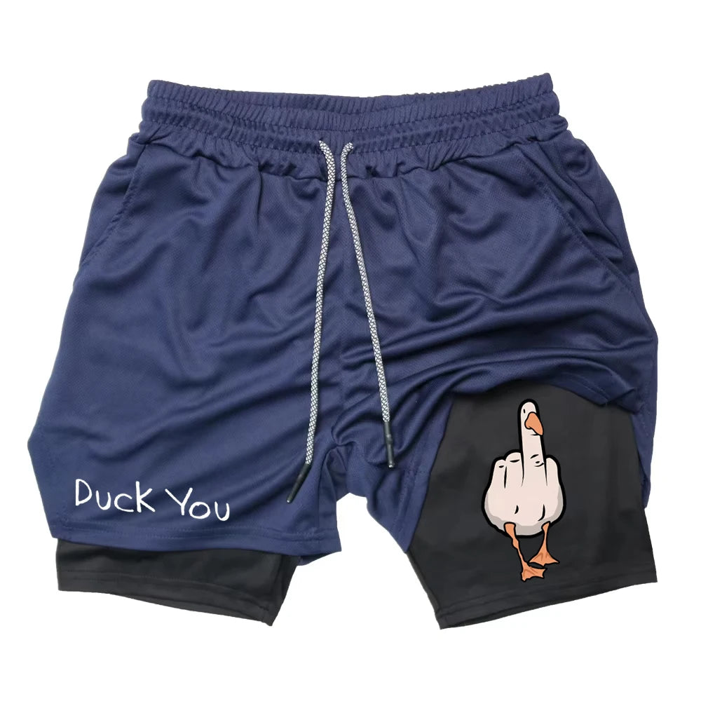 Cartoon Duck Print Men's Shorts