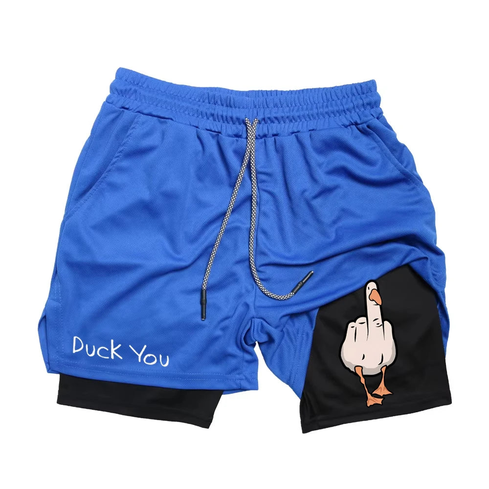 Cartoon Duck Print Men's Shorts