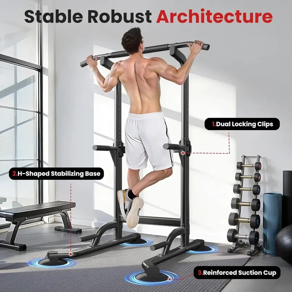 Adjustable Height Pull Up Bar and Dip Station